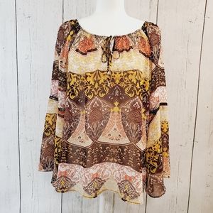 New York & Company Bohemian Tunic Brown Size M